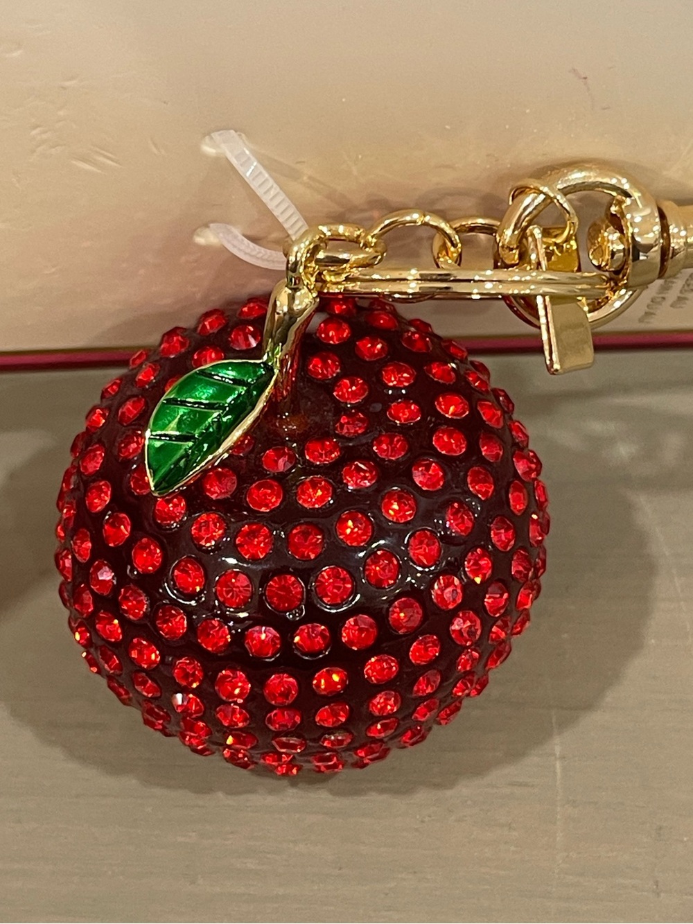 Apple Bag Charm & Keychain with Gold Hardware